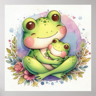 Poster Maman et bébé grenouille