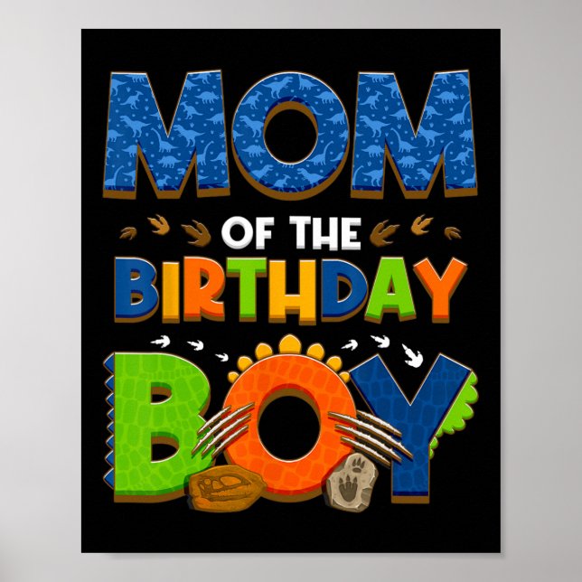 Poster Maman Et Papa De L'Anniversaire Garçon Dinosaur Fa (Devant)