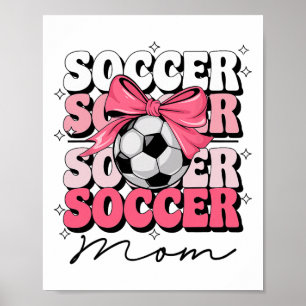 Poster Maman Footballeuse Groovy Mère Coquette Nœud Footb