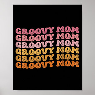 Poster Maman hippie groovy rétro assortie à la famille fê