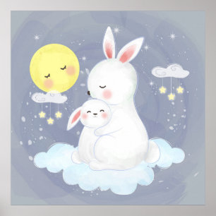 Poster Maman lapin avec un bébé