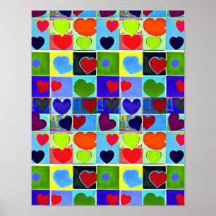 Poster Maman moderne abstrait mignon coeurs pop art