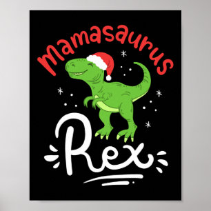 Poster Maman Noël Saurus Rex Dinosaure Mère Noël