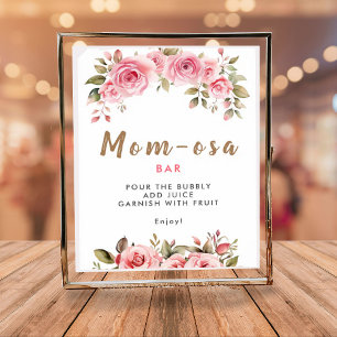 Poster Maman-osa Bar C'est une fille ! Baby shower floral