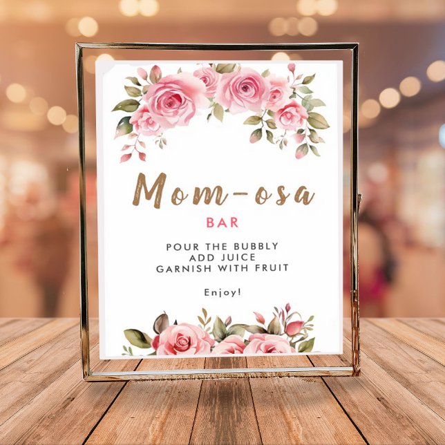 Poster Maman-osa Bar C'est une fille ! Baby shower floral (Créateur téléchargé)