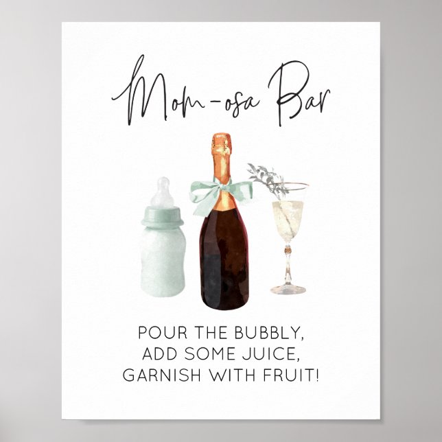 Poster Maman-osa Bar Sign for Baby shower Green Sip & See (Devant)