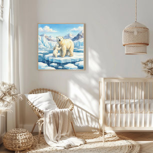 Poster Maman Ours Polaire et Crèche des Oursons
