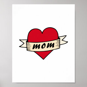 Poster Maman tatouage cardiaque