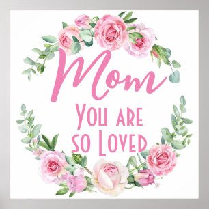 Poster Maman Tu es si aimée Floral Rose
