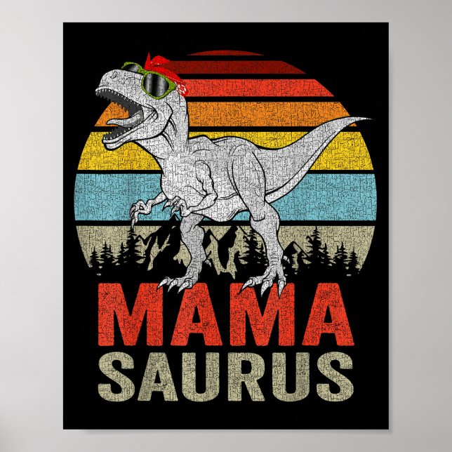 Poster Mamasaurus Dinosaur Mama Saurus T Rex Funny Family (Devant)