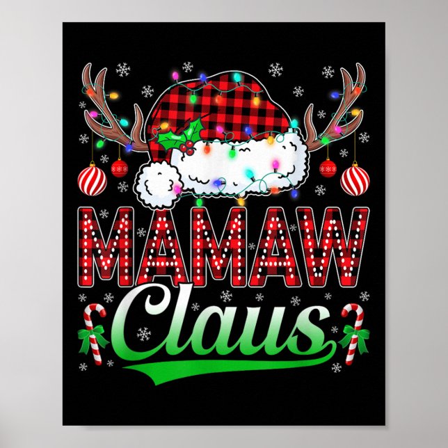 Poster Mamaw Claus Christmas Lights Matching Family Xmas  (Devant)