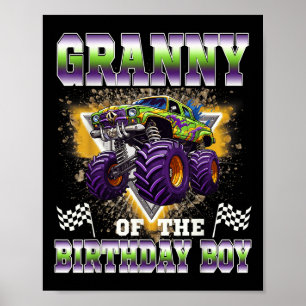 Poster Mamie De L'Anniversaire Garçon Monster Camion Anni