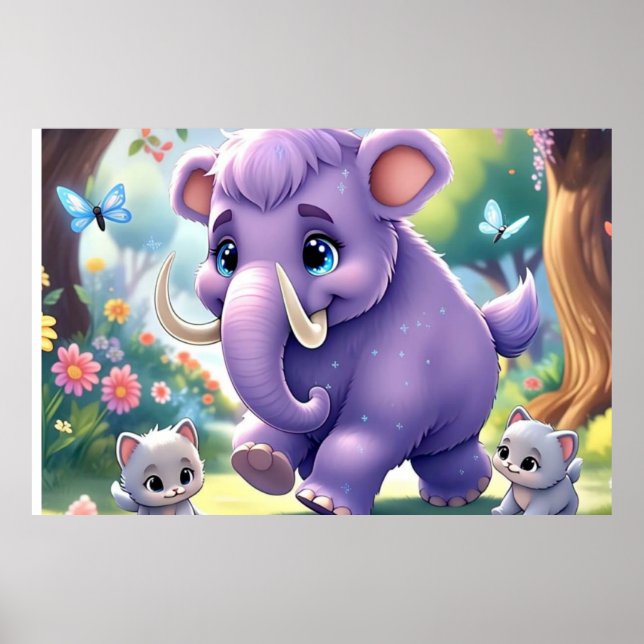 Poster Mammoth adorable pour bébé (Devant)