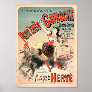 Poster Mamzelle Gavroche Publicité Vintage en français