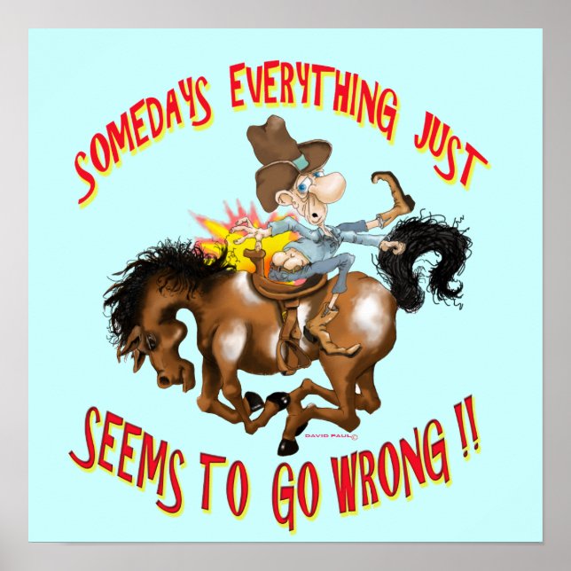 Poster man à cheval à l'arrière drôle! (Devant)