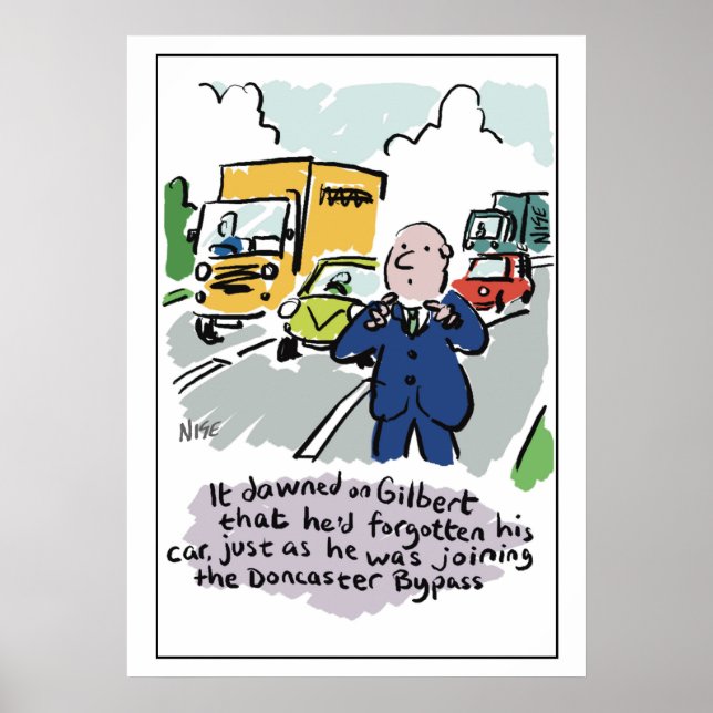 Poster Man Driving se rend compte qu'il a oublié sa voitu (Devant)