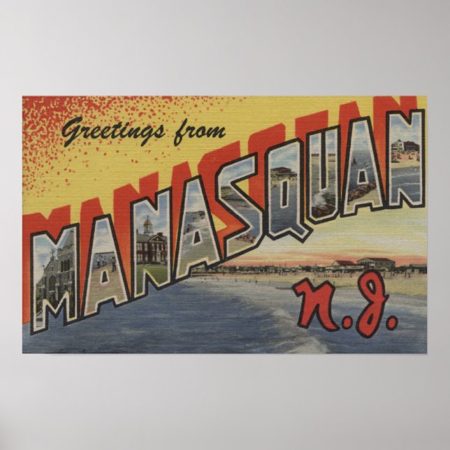 Poster Manasquan, New Jersey - Scènes de grandes lettres (Devant)