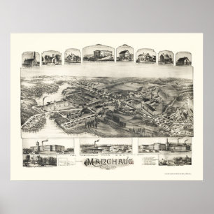 Poster Manchaug, MA Carte panoramique - 1891