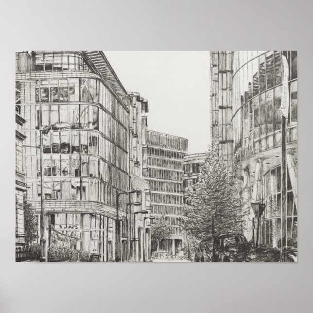 Poster Manchester Deansgate vue du café.2010 (Devant)