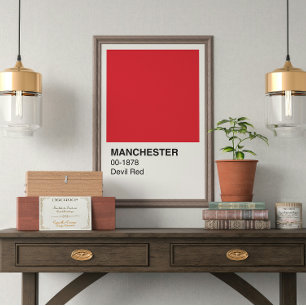 Poster Manchester Devil Red - frontière blanche
