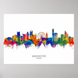 Poster Manchester England Skyline