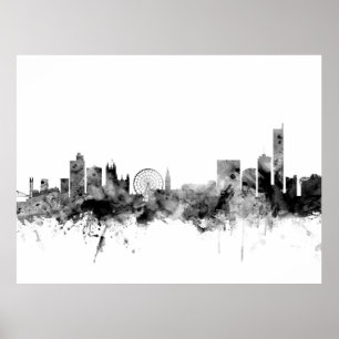 Poster Manchester England Skyline
