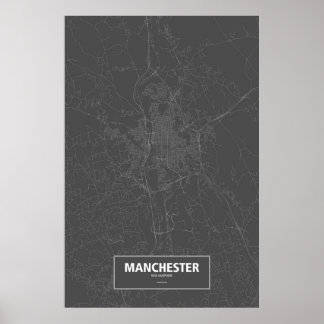 Poster Manchester, New Hampshire (blanc sur noir)