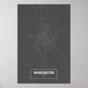 Poster Manchester, New Hampshire (white on black)