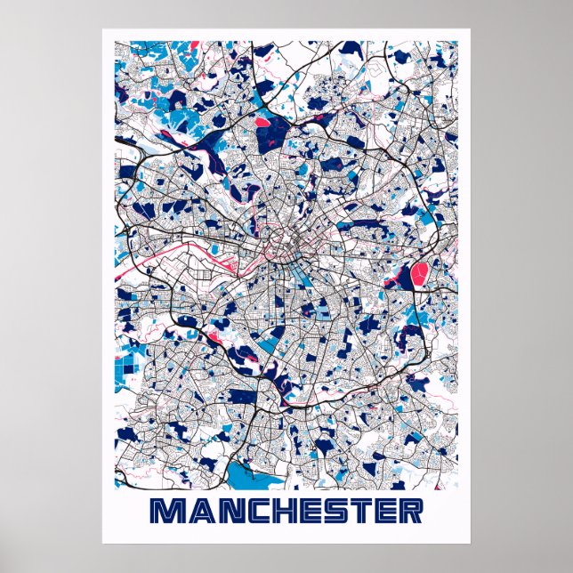 Poster Manchester - Royaume-Uni MilkTea City Carte (Devant)