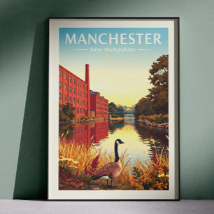 Poster Manchester vintage New Hampshire