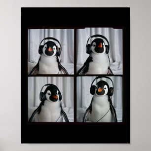 Poster Manchot avec casque autisme sensoriel zoo manchot