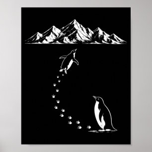 Poster Manchot marchant seul vers les montagnes oiseau ni