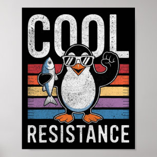 Poster Manchot résistant cool subtil proteste contre les 