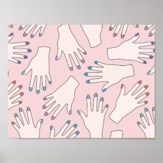Poster Mancured Hands Nail Studio Pink Pastel