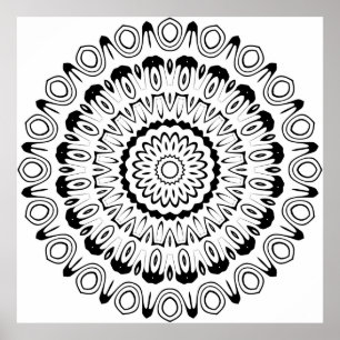 Poster Mandala à anneau à contraste audacieux avec couche