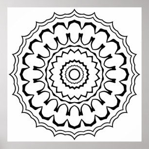 Poster Mandala à anneau festonné gras avec vagues superpo