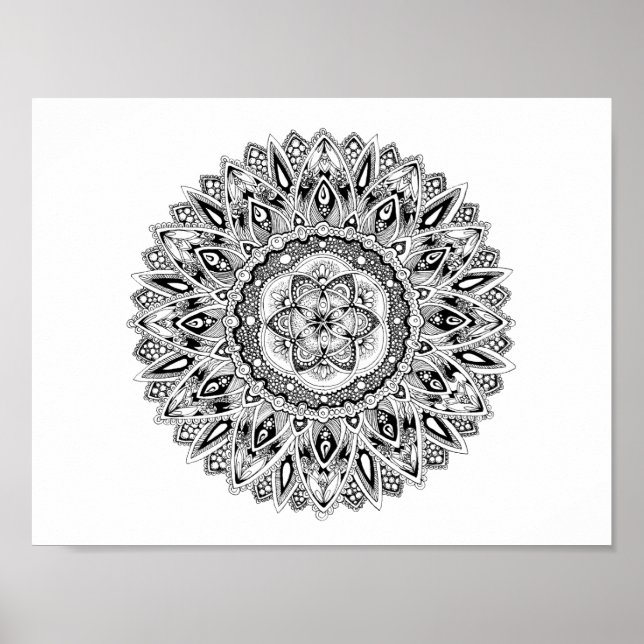 Poster Mandala à fleurs avec semence de vie (Devant)