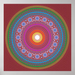 Poster Mandala à motifs rouges