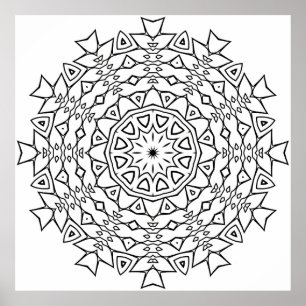 Poster Mandala à Noyau Stellaire avec Géométrie Tribale A