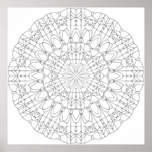 Poster Mandala à pétale en treillis orné avec géométrie f