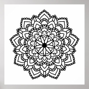 Poster Mandala Abstrait géométrique moderne noir