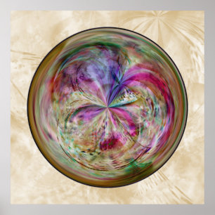 Poster Mandala abstrait multicolore de bulle