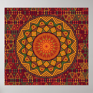 Poster Mandala africain, dessins circulaires polynésiens.