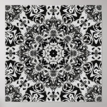 mandala art motif complexe noir et blanc