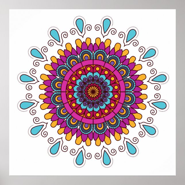 Poster Mandala aux couleurs vives (Devant)