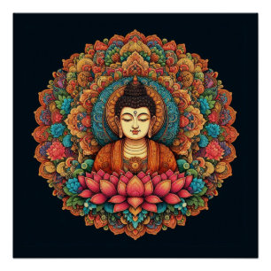 Poster Mandala avec bouddha