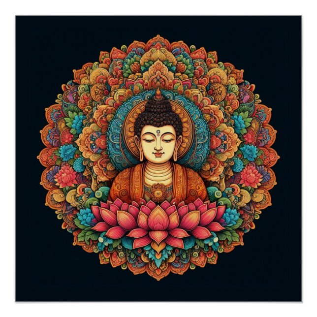 Poster Mandala avec bouddha (Devant)