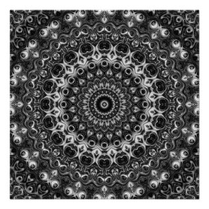 Poster Mandala Black and White Wild Medallion Design