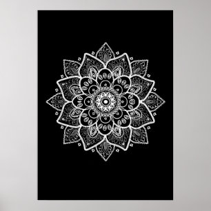 Poster Mandala blanc en noir