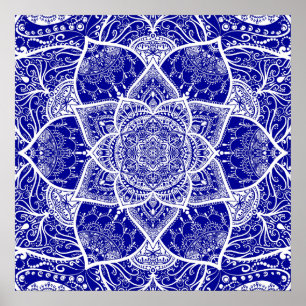 Poster Mandala bleu et blanc - Loergann en Sapphire